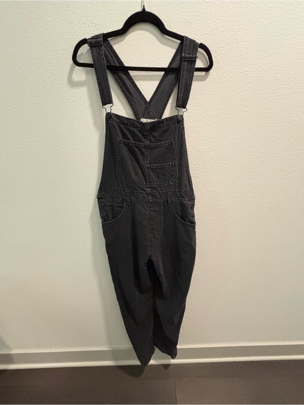 Free People We The Free Ziggy Denim Overalls in washed black, size M